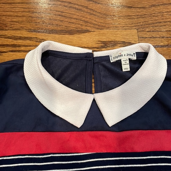 Sophia and Zeke faux dual layer shirt, navy blue and red, size kids 12 (L) - Picture 2 of 3